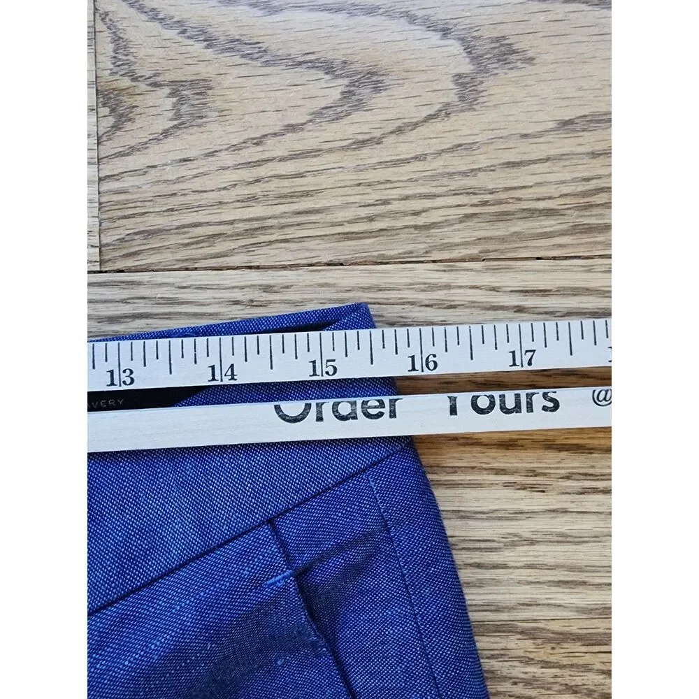 Banana Republic Womens 2 Avery Rayon Linen Blend Blue Tailored Pants Office